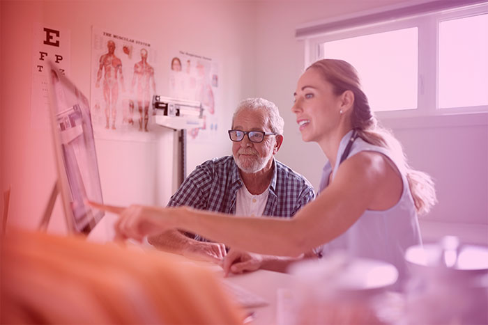 Female explaining to patient
